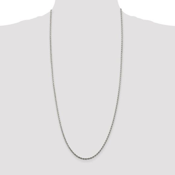 2.25mm Sterling Silver, Diamond Cut Solid Rope Chain Necklace, 30 Inch - Picture 2 of 8